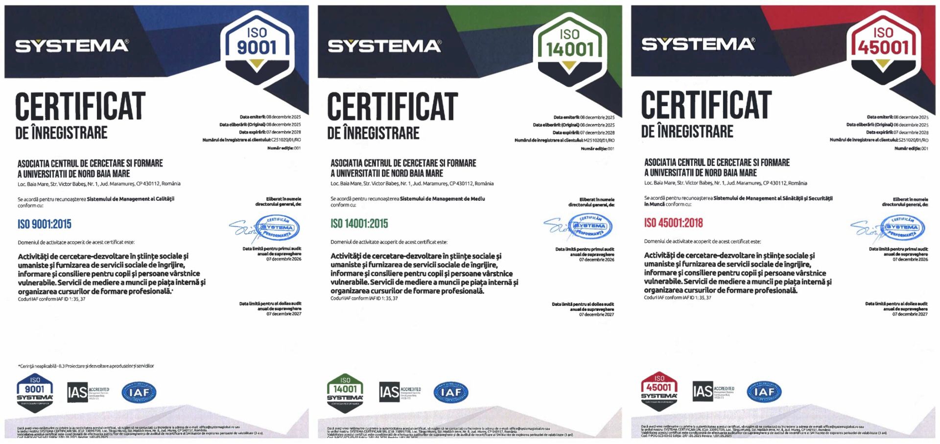 Certificări internaționale
